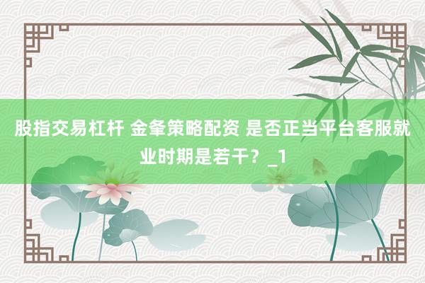 股指交易杠杆 金夆策略配资 是否正当平台客服就业时期是若干？_1