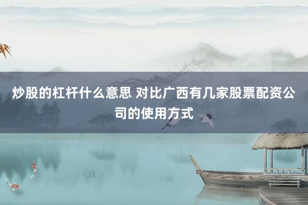 炒股的杠杆什么意思 对比广西有几家股票配资公司的使用方式
