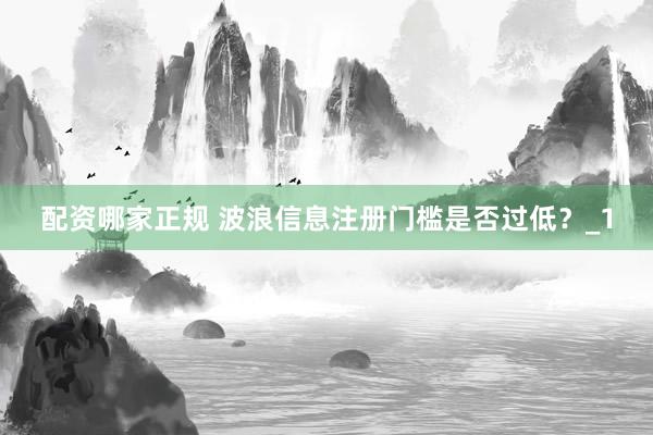 配资哪家正规 波浪信息注册门槛是否过低？_1